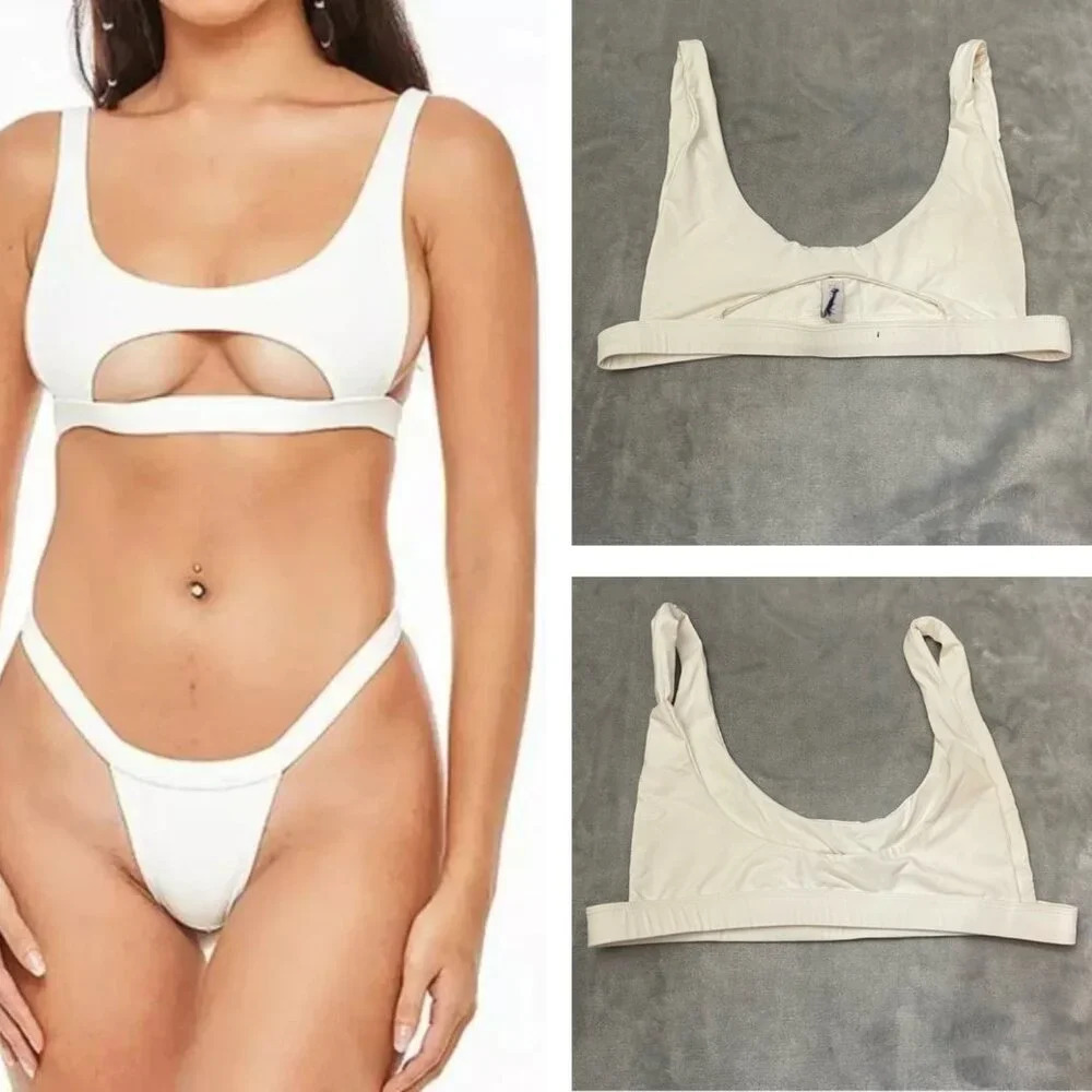 New! Indah Peek A Boo Cutout Bikini Top Ivory NWOT 27271